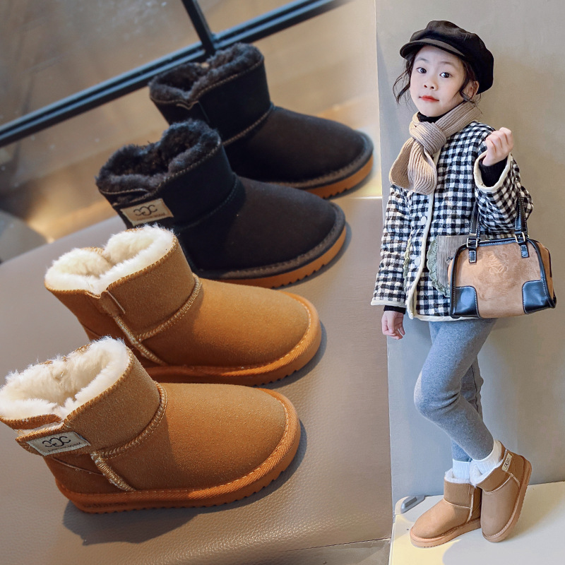儿童雪地靴男童2023年冬季新款加厚加绒防滑女童棉鞋