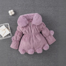 外贸童装女童外套秋冬新款女童毛毛衣儿童仿皮草耳朵加厚夹棉外套