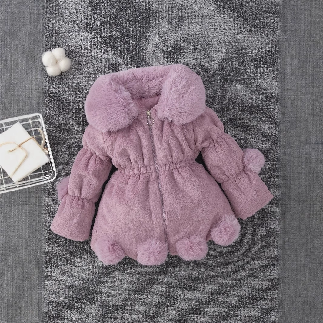 Внешняя торговля Детская одежда Пальто для девочек Новинка осени и зимы Шерстяной свитер для девочек Детское утолщенное хлопковое пальто с ушками из искусственного меха