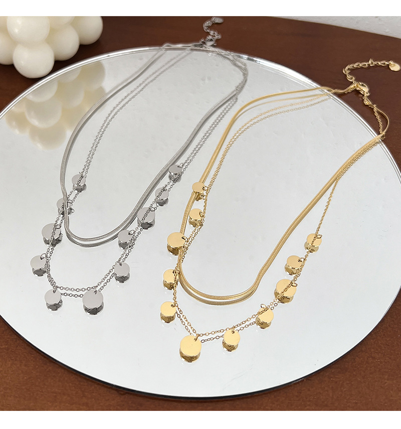 Fashion Geometric Round Stainless Steel Gold Plated No Inlaid Necklace display picture 3