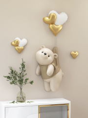 S588 Trendy Bear Entrance Hall Wall Decor, Living Room Art, Modern Simple Children's Room Bedroom 3D Relief Wall Art