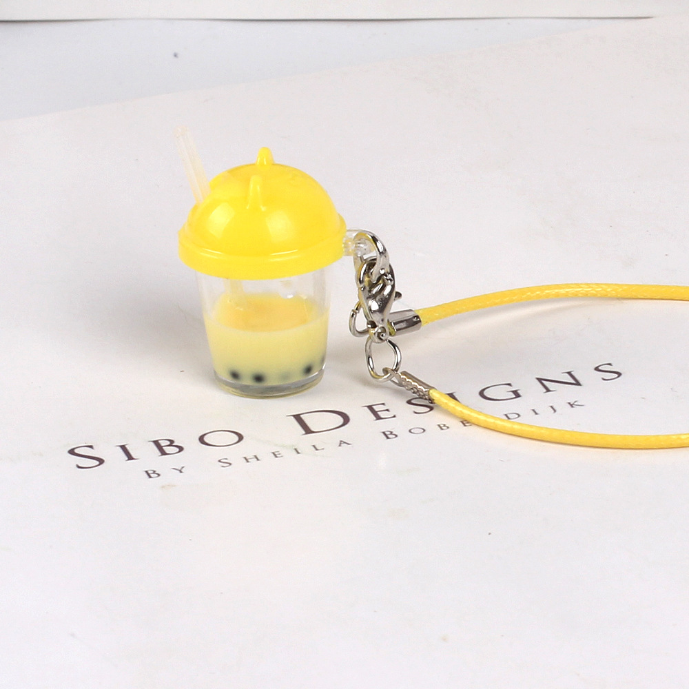 Dollhouse mini modelo de taza de té de leche de perla llaveros accesorios colgantes de muñeca resina miniatura