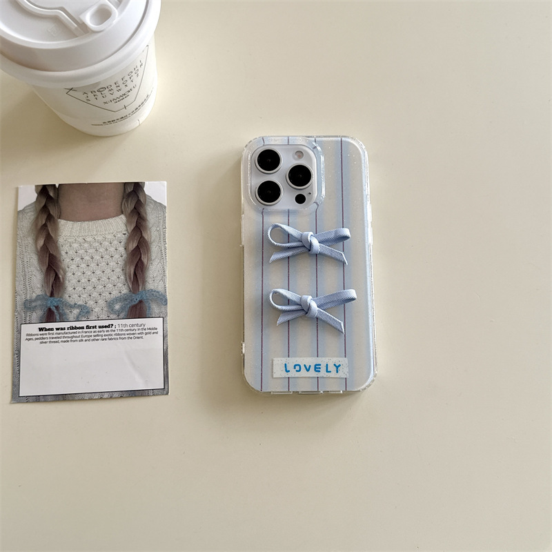 Fresh Art ins pajarita de tela en polvo brillante se adapta a iphone15/16ProMax funda para teléfono móvil Apple 14 mujer