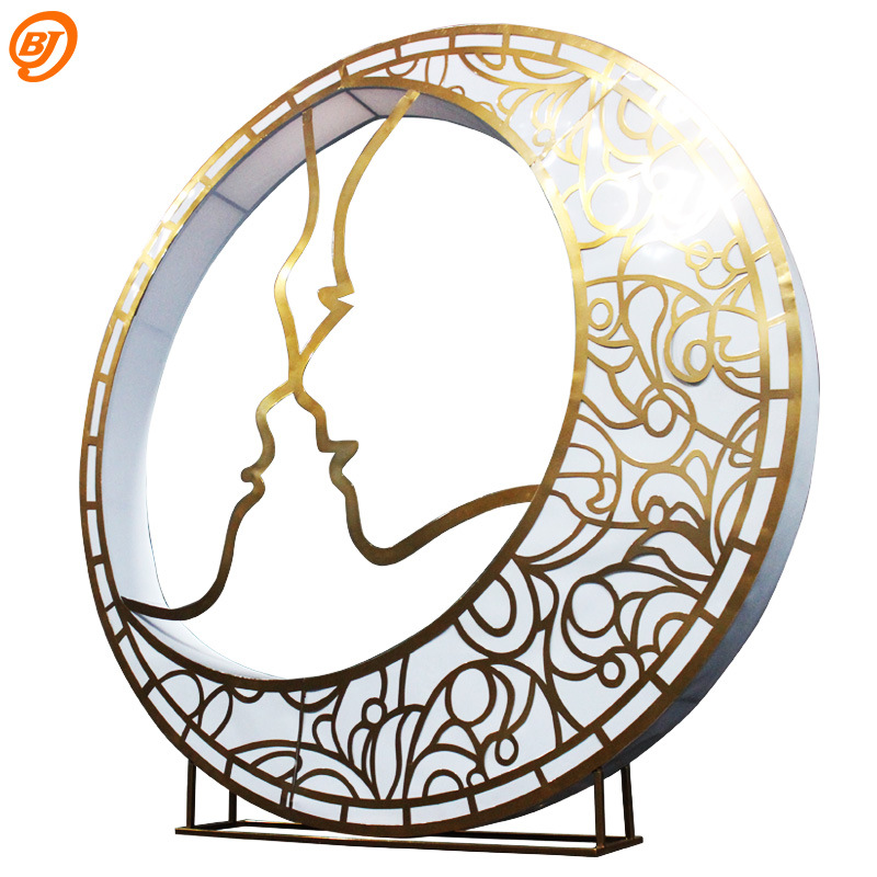 新款铁艺婚庆道具玄月梦影立体发光摆件背景布置装饰户外摄影橱窗