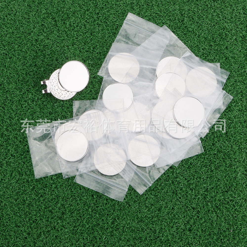 Marca de golf transfronteriza, clip para sombrero, moneda redonda en blanco, diámetro de bola, marca de golf de 25MM
