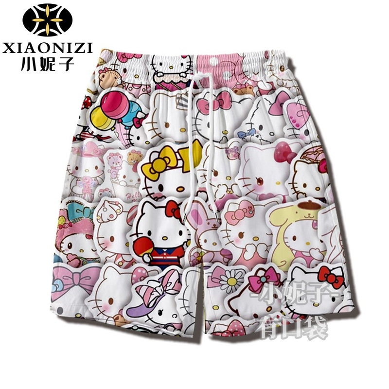 Thin Kitty Cat Shorts Men's and Women's Summer Couple's Same Pants Trendy Quick-drying Sports Casual Pants Ins