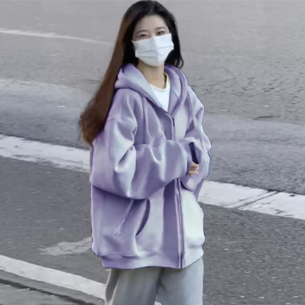 山东即墨连帽卫衣外套女秋冬2025新款宽松慵懒早秋小个子拉链开衫