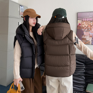 Cross-Border Cotton Vest Women's Short Outer Wear 2025 Autumn New Korean Style Small Fragrance Hooded Thickeneded Sleeveless Cotton Vest