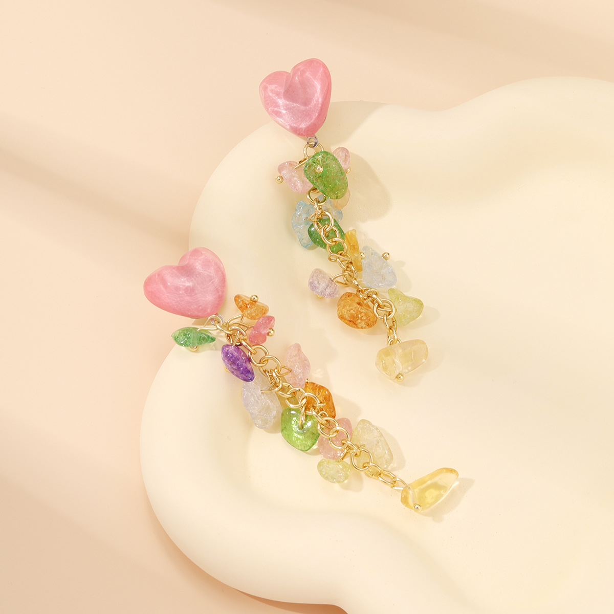 Handmade Design Sweet Heart Shape Crystal Handmade Women's Drop Earrings