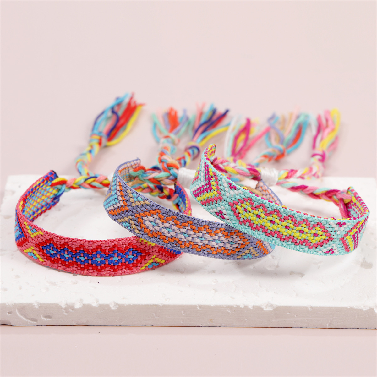 8g Weight Ethnic Style Geometric Polyester Cotton Knitting Unisex Bracelets