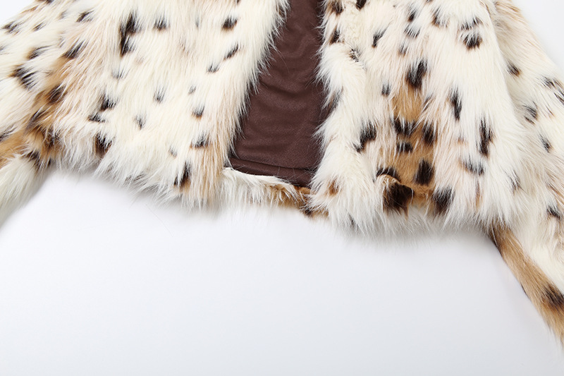 Fall All Match Leopard Print Spotted Long Fur Warm Long Sleeves Coat