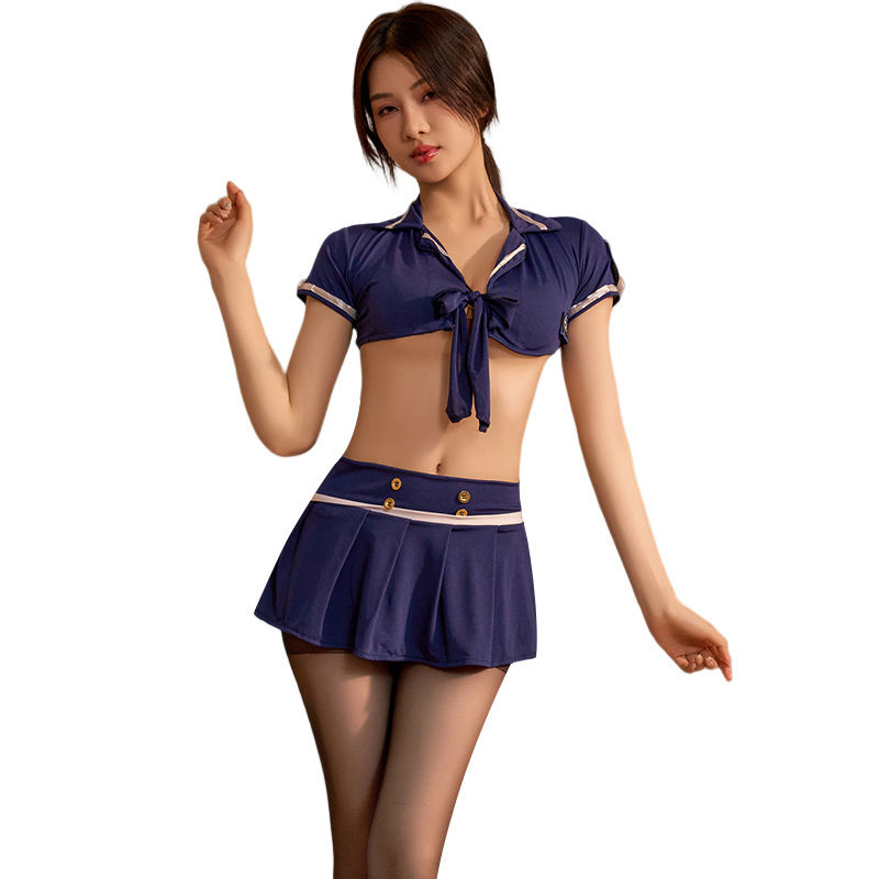 Lencería sexy marinero DS rendimiento etapa ropa sexy cintura baja dividida azafata uniforme discoteca al por mayor