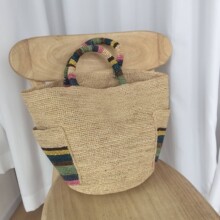 夏日森系草编大容量手提包女士新款时尚条纹拉菲草包百搭潮沙滩包