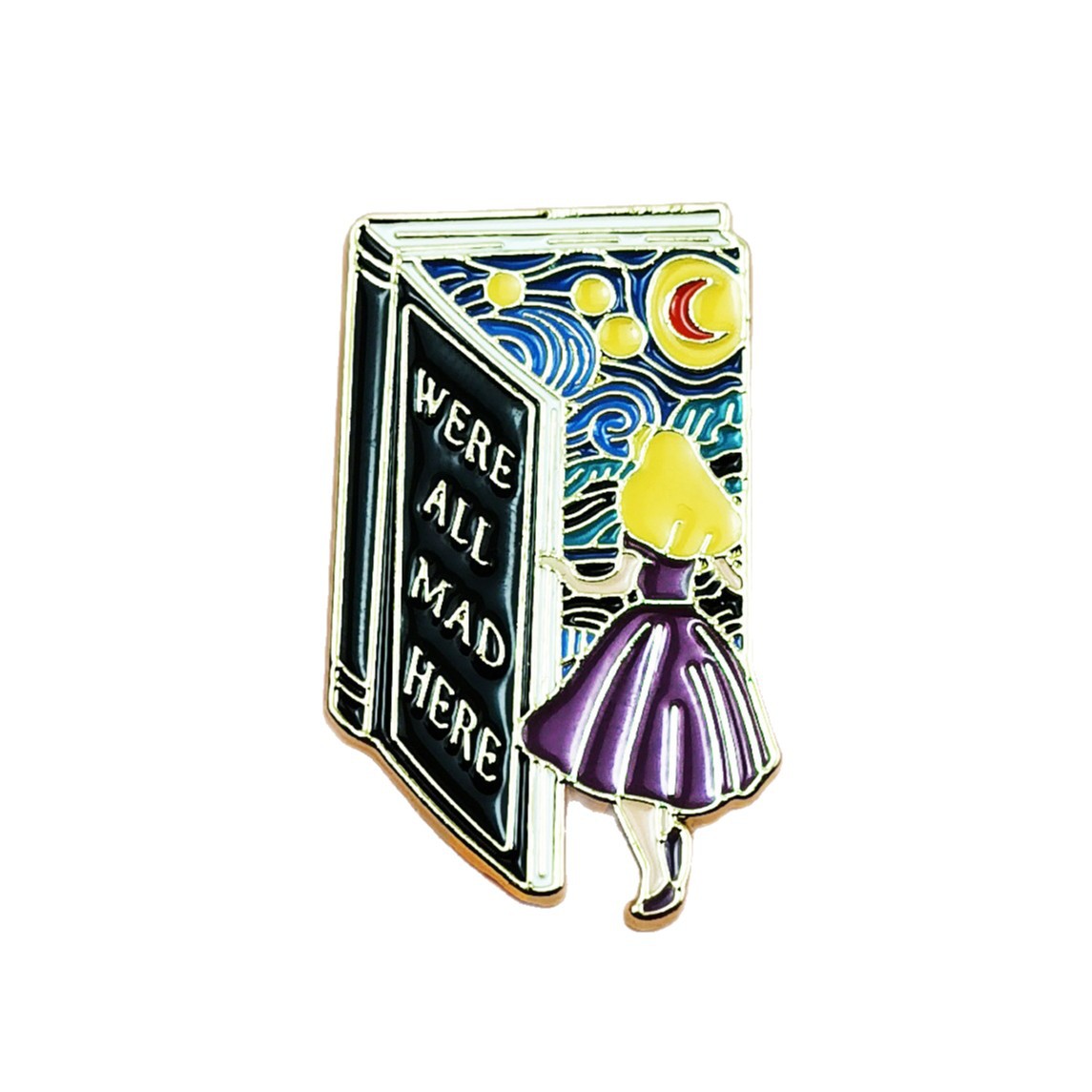 Estrella europea y americana Noche de luna y princesa Broche de aleación Diseño de aceite de gota Adornos geométricos de dibujos animados Insignia de vestir Pin de cuello