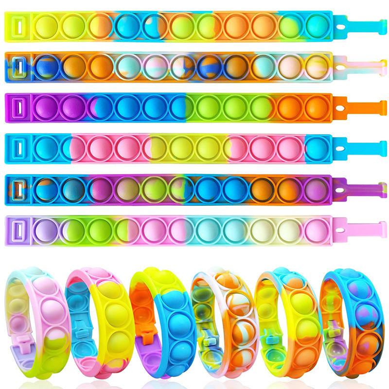 Cross-Border Fun Educational Decompression Silicone Bracelet Camouflage Bubble Press Rodent Killer Pioneer Toy Bracelet Wholesale