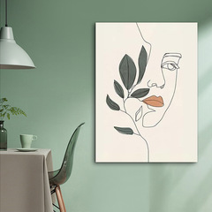 跨境貨源抽象線條人物無框裝飾畫簡約花朵帆布畫芯掛畫客廳牆壁畫