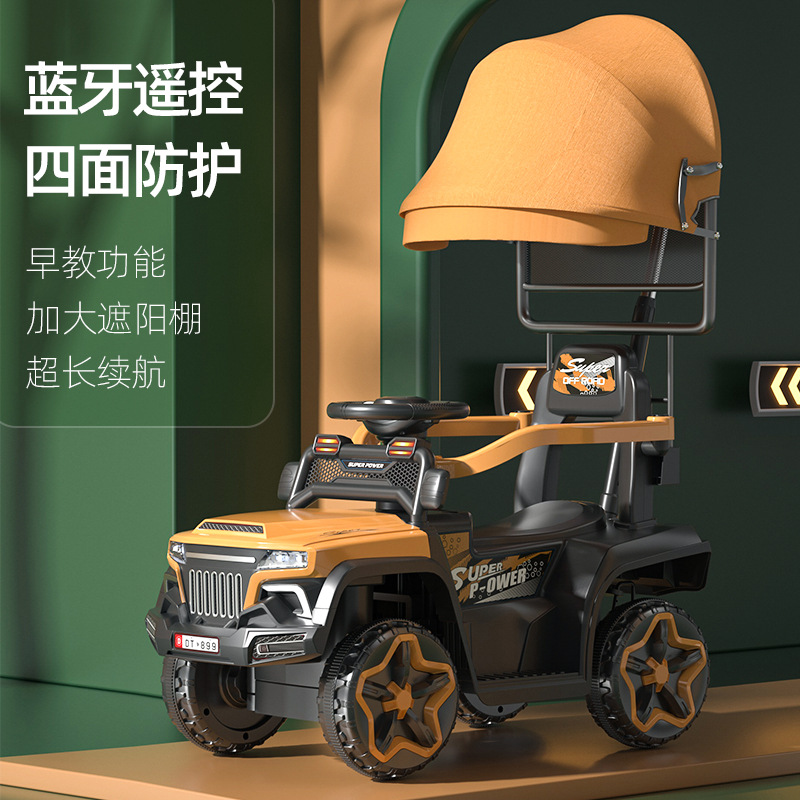 Cuatro ruedas eléctricas para niños más barrera de control remoto empurrado para niños y niñas pueden montarse en juguetes recargables vehículo todoterreno