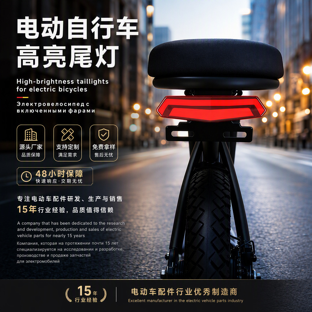 Manufacturer Customized Electric Motorcycle Tail Light Turning Flow Led Tail Light Foldableing Bicycle Brake Light