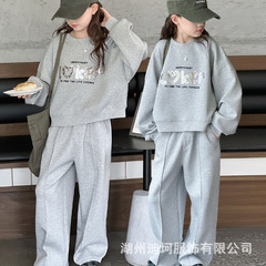 女童秋装套装2025新款洋气儿童卫衣秋季时髦女孩大童运动秋两件套