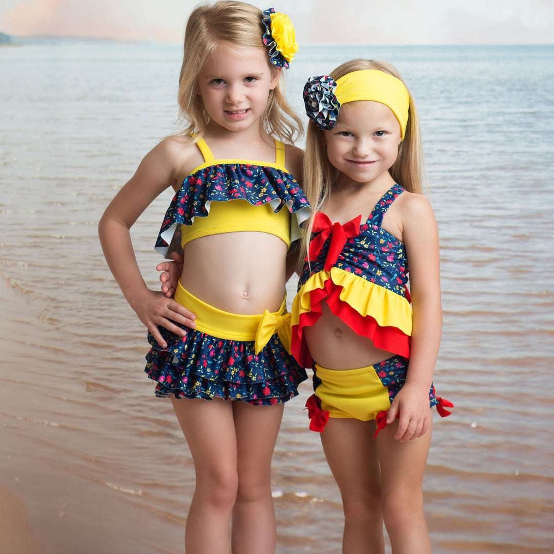 2023 verano nuevo traje de baño floral Correa traje de baño niños split bikini playa vacaciones traje de baño