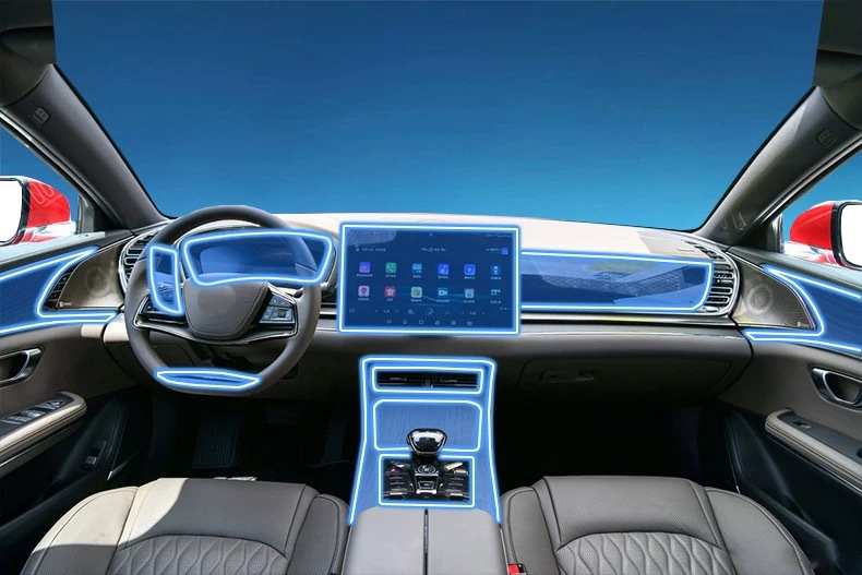 Suitable for BYD Han Dmi/EV interior protection film, center console instrument panel, navigation screen, gear shift, car modification - high quality