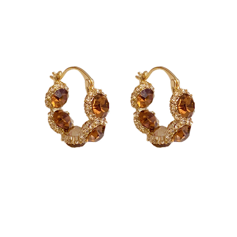 Zircon circle ear buckle (thick gold plating)