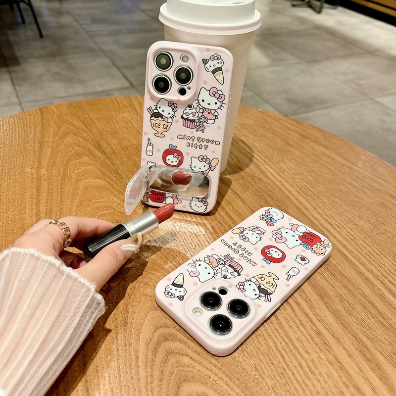 波点雪糕Kitty支架适用IPhone16promax手机壳15菲林14pro镜子1312|undefined