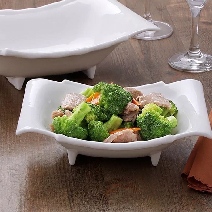 Vajilla doméstica, platos de cerámica, platos de sopa creativos, platos de verduras frías en forma especial, platos de bambú para la comercialización en hoteles hoteleros