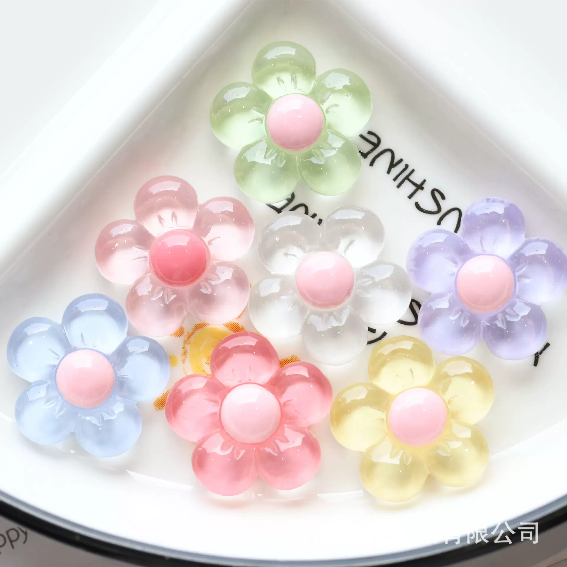 冰透明五瓣花DIY奶油胶树脂饰品配件 手工发夹发圈洞洞鞋扣贴片