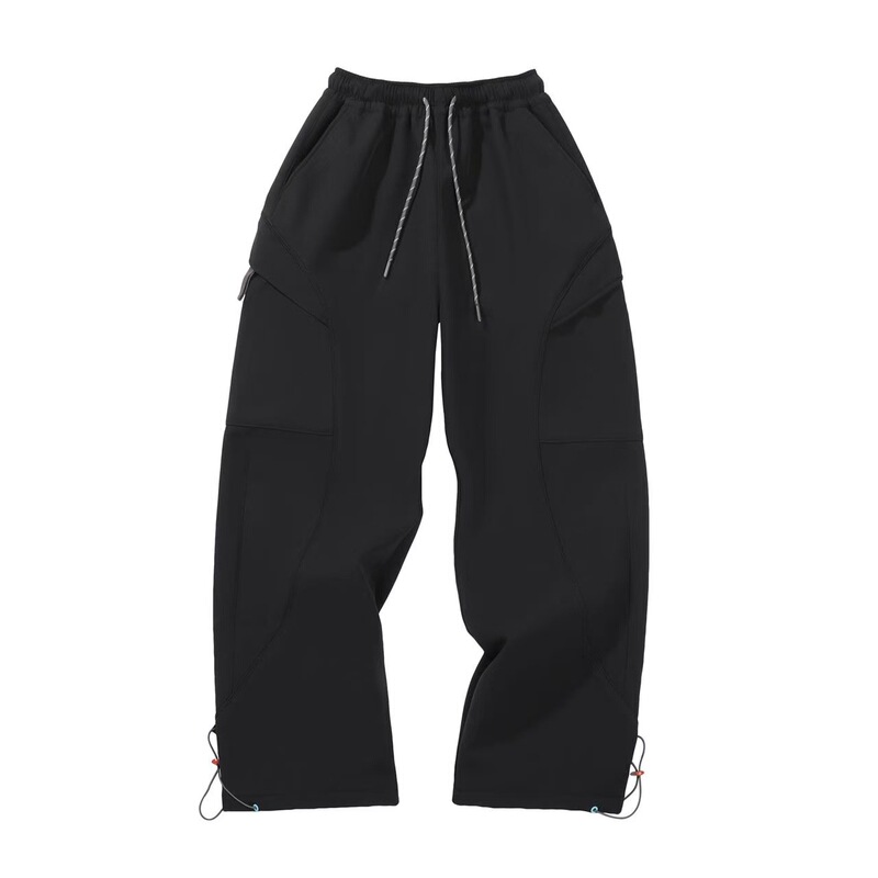 Winter New Sports Outdoor Lightweight Waterproof Windproof Contrasting Drawstring Soft Shell Fleece-Lined Scimitar Casual Pants 9108
