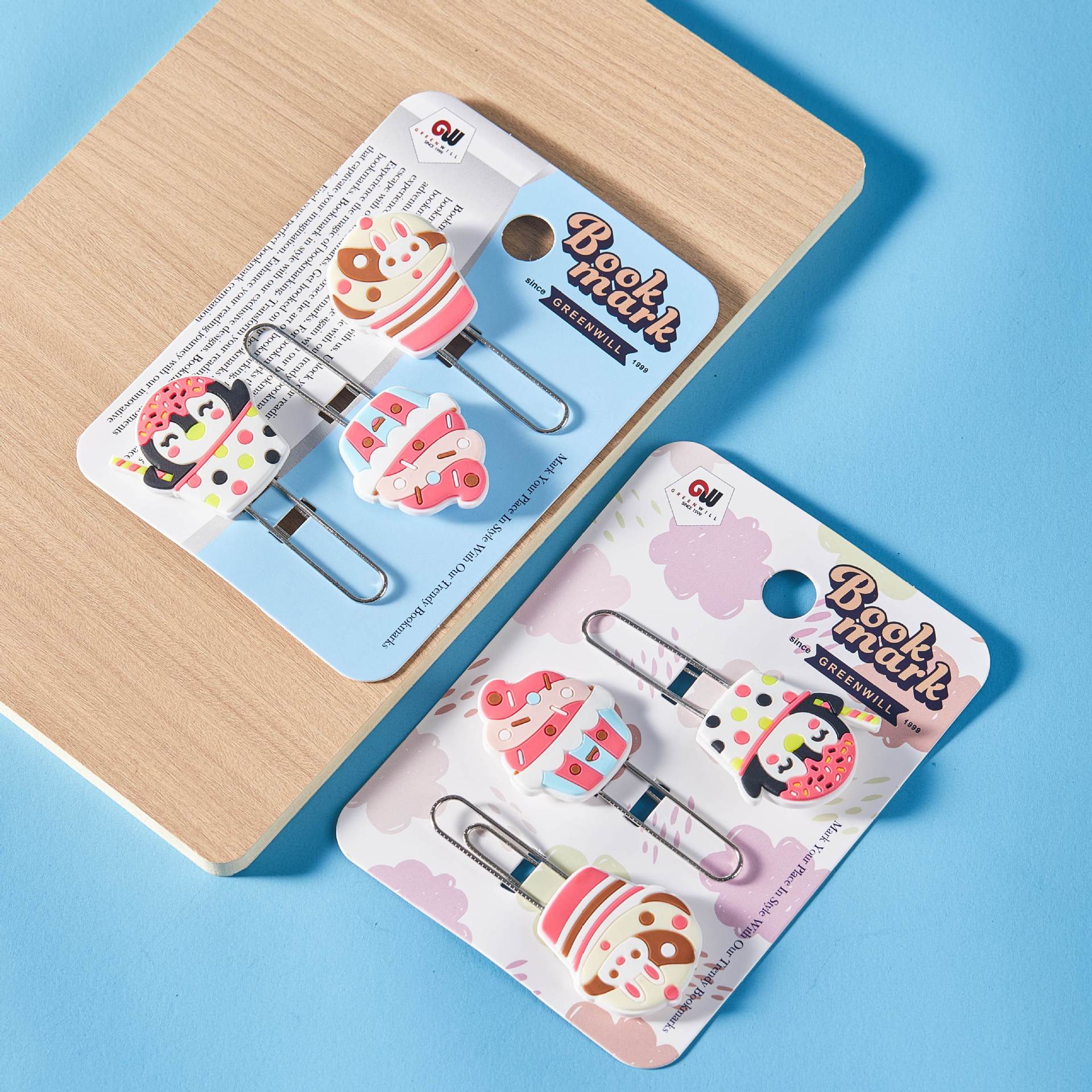 Fabricante al por mayor serie de postres creativos de dibujos animados clips pequeños marcadores lindos pasteles marcadores de niños multicolores