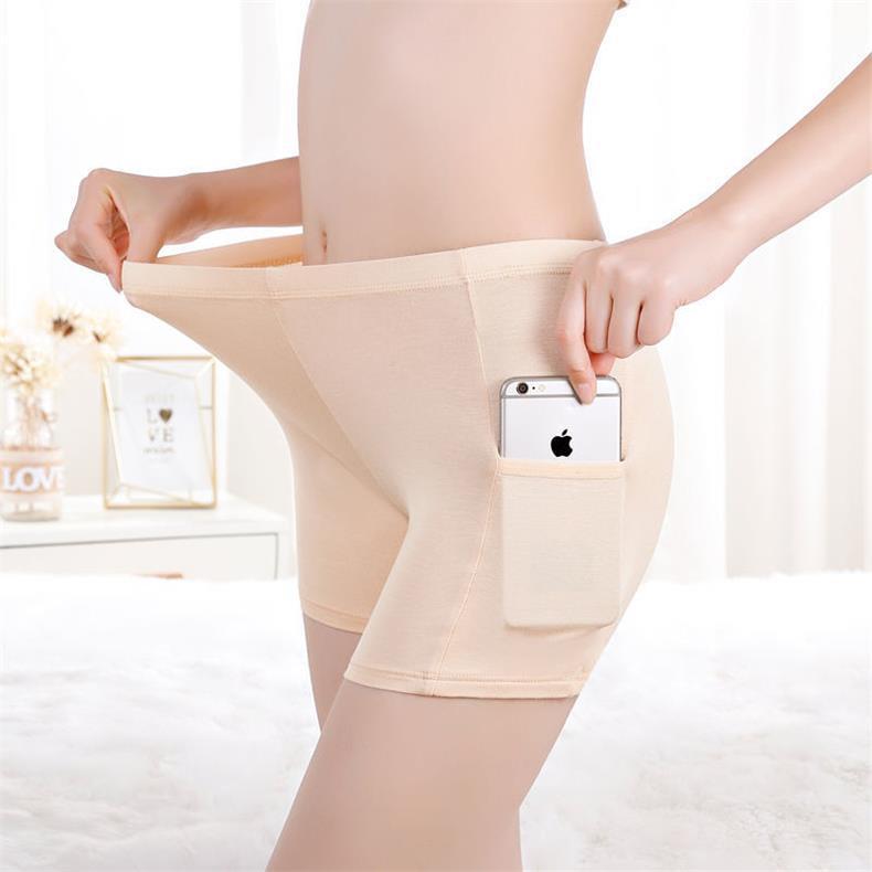 Cross-border Anti-slip Pocket Safety Pants Women's Modal Summer plus size Insurance Pants Thin Three-point Flat Angle Leggings