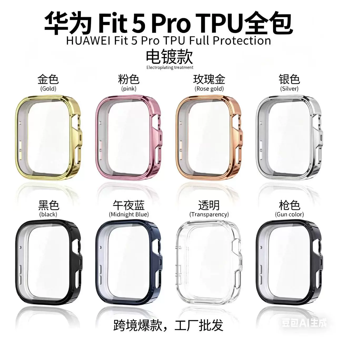 适用华为fit5保护壳watchfit5保护套TPU软壳智能手表壳膜一体全包