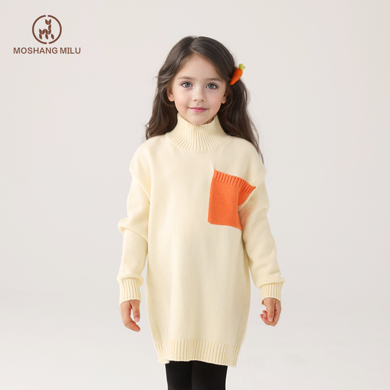 Suéter para niños otoño y invierno nuevo tipo de suéter para niños y niñas largo