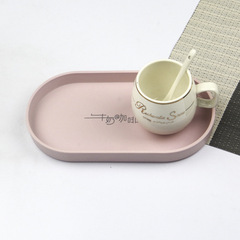 5ZV7批發橢圓形理髮店幼兒園盤子家用馬卡龍色商用長條茶水盤塑料