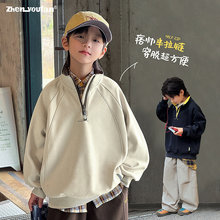 童装男童半拉链拼接卫衣2026春季新款儿童复古上衣大童春秋衣服潮