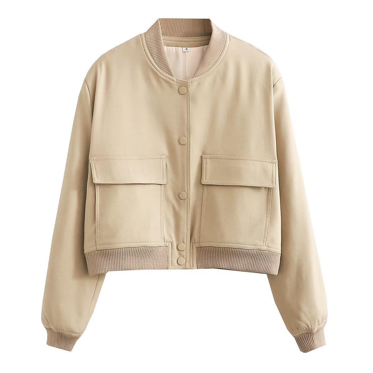 525g Weight Casual Jacket Outerwear Type Long Sleeve Sleeve Length Single Breasted Placket Type Polyester Fabric Type Short Top Length Coat Tops Type Holiday, Daily Occasion Standing Collar Neckline Loose Fit Type Solid Color Pattern Spring, Autumn Season Women's Gender Button Design Streetwear Style Women's Streetwear Solid Color Button Single Breasted Coat Casual Jacket 19