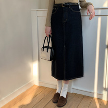 【清仓不退】牛仔半身裙女秋冬包臀裙新款复古直筒宽松a字裙22389