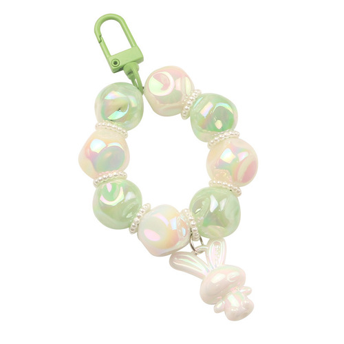 Cute cartoon electroplated resin rabbit fig tree bead keychain pendant colorful baked paint ring women's bag packaging decoration