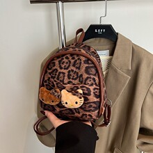 休闲通勤学院风大容量少女双肩包2025新款豹纹卡通可爱背包潮流包
