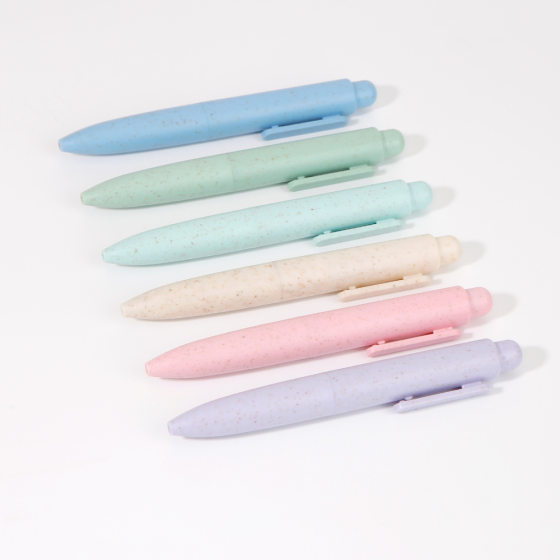 Mini Chubby Pen Environmentally Friendly Degradable Wheat Straw Gel Pen Pen Student Gift Promotional Printing logo
