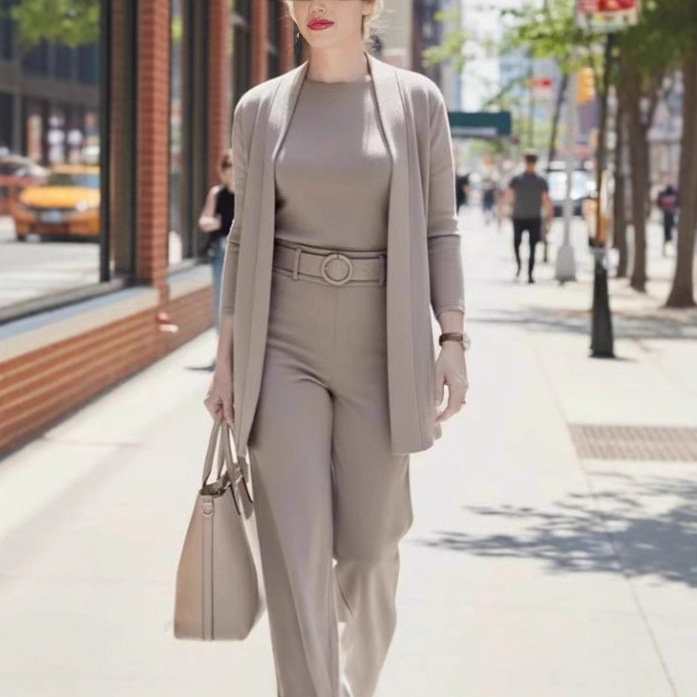2025 European And American Cross-border Independent Station Women's Clothing Solid Color Round Neck Long Sleeve Top With_ecoleips.com