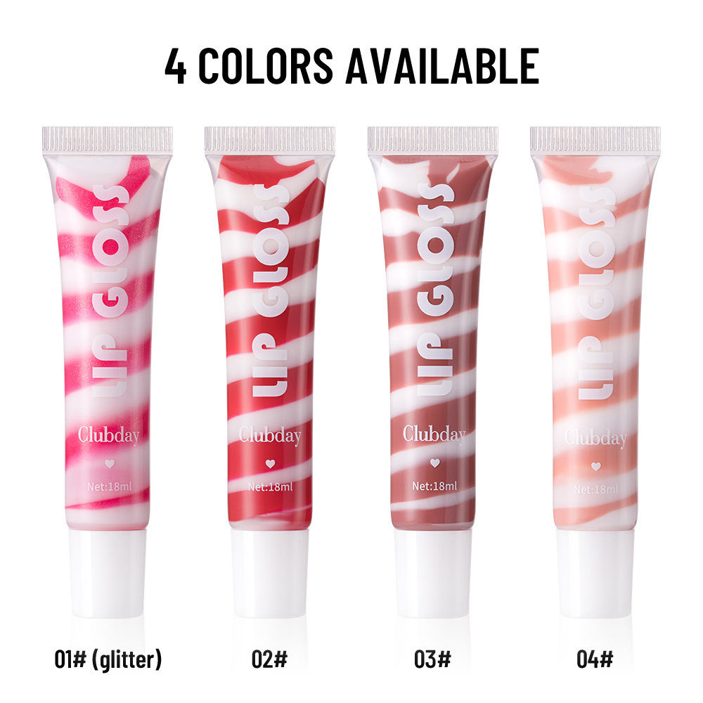 Clubday Soft Tube pearlescent Fine Sparkling spiral fruit-flavored lip gloss is easy to color and available in 4 colors undefined