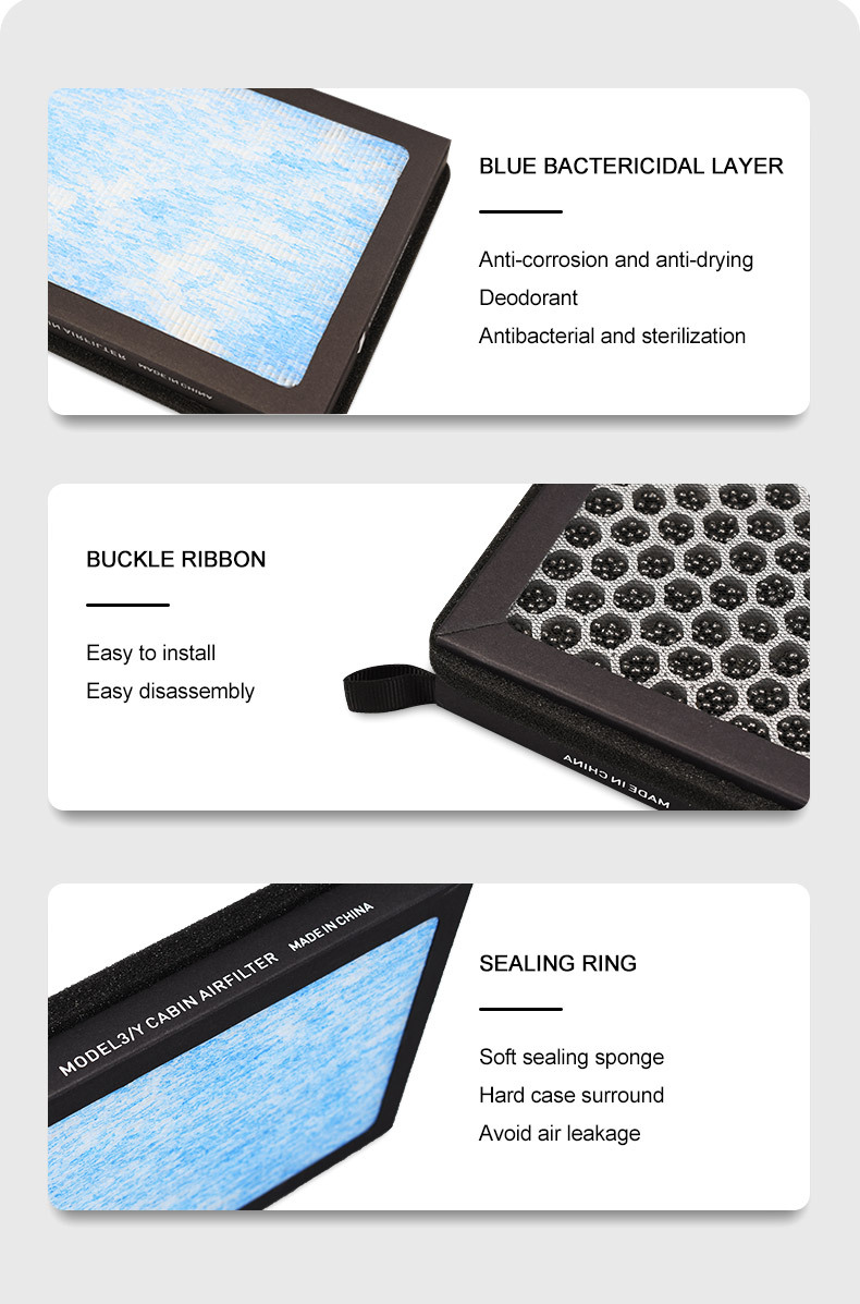 Suitable for model3 Tesla Y biochemical air conditioning filter HEPA air filter pm2.5 activated carbon filter screen