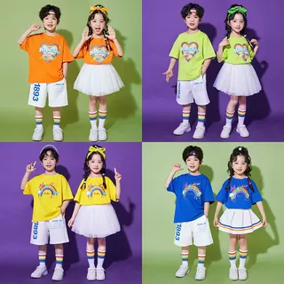 六一儿童啦啦队演出小学生运动会开幕式班服幼儿园啦啦操纱裙套装