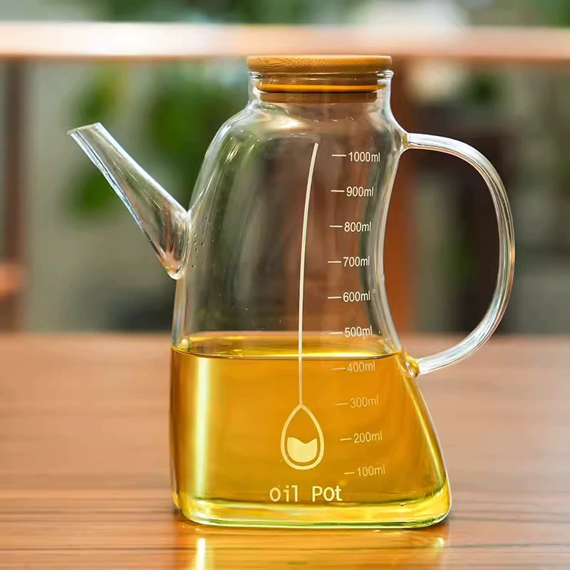 Glass capacious hermetic oil dispenser scaled