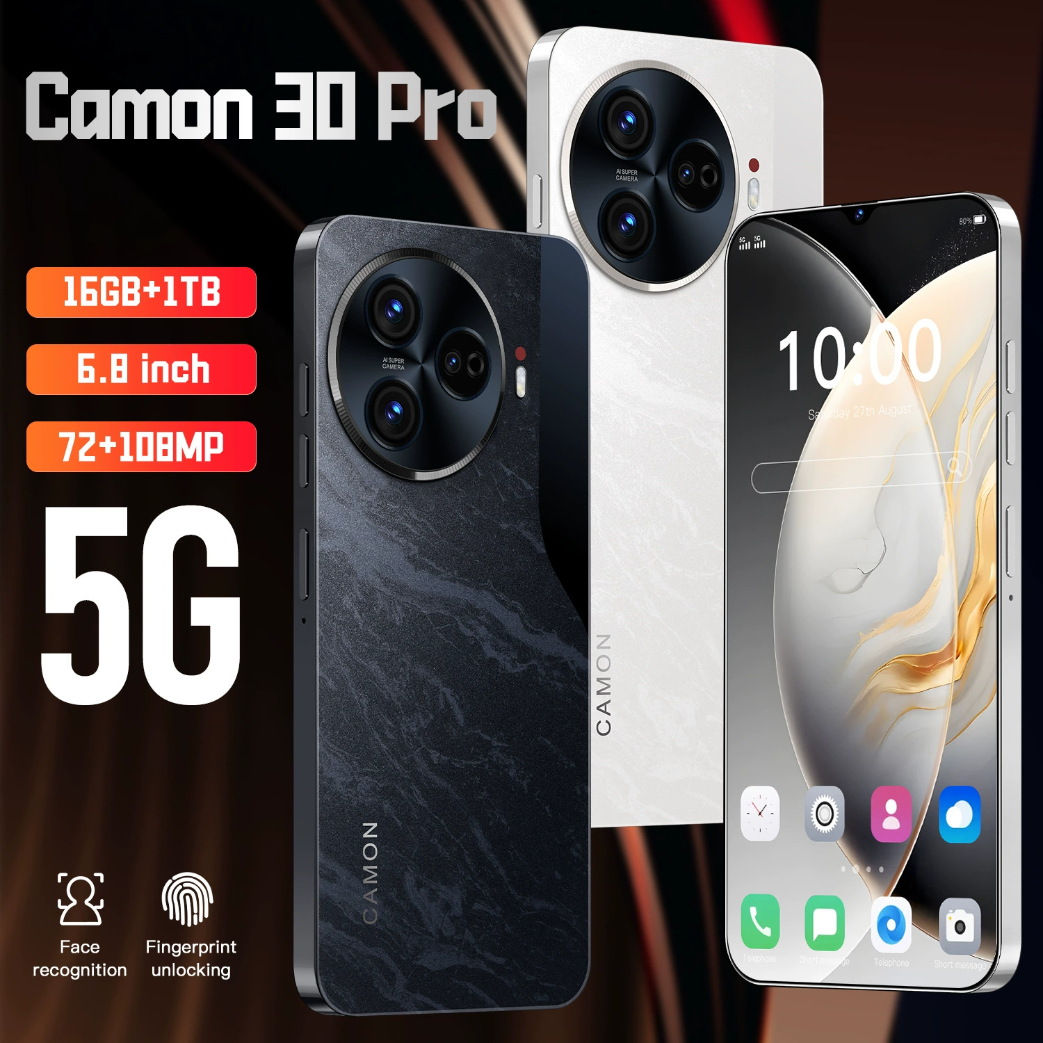 Новый Camon 30 Pro 2+16GB кросс-бордер мобильный телефон с экраном 6.8 дюйма, умный телефон для внешней торговли, можно выписать от имени