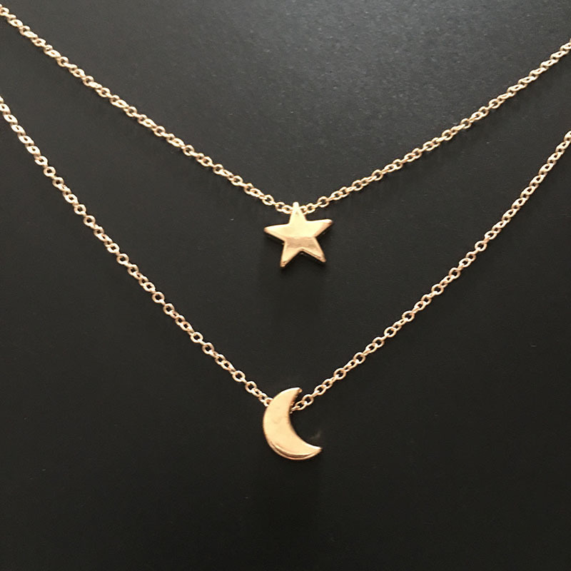 Collar de estrella y luna, estilo minimalista, para mujer – Producto transfronterizo europeo