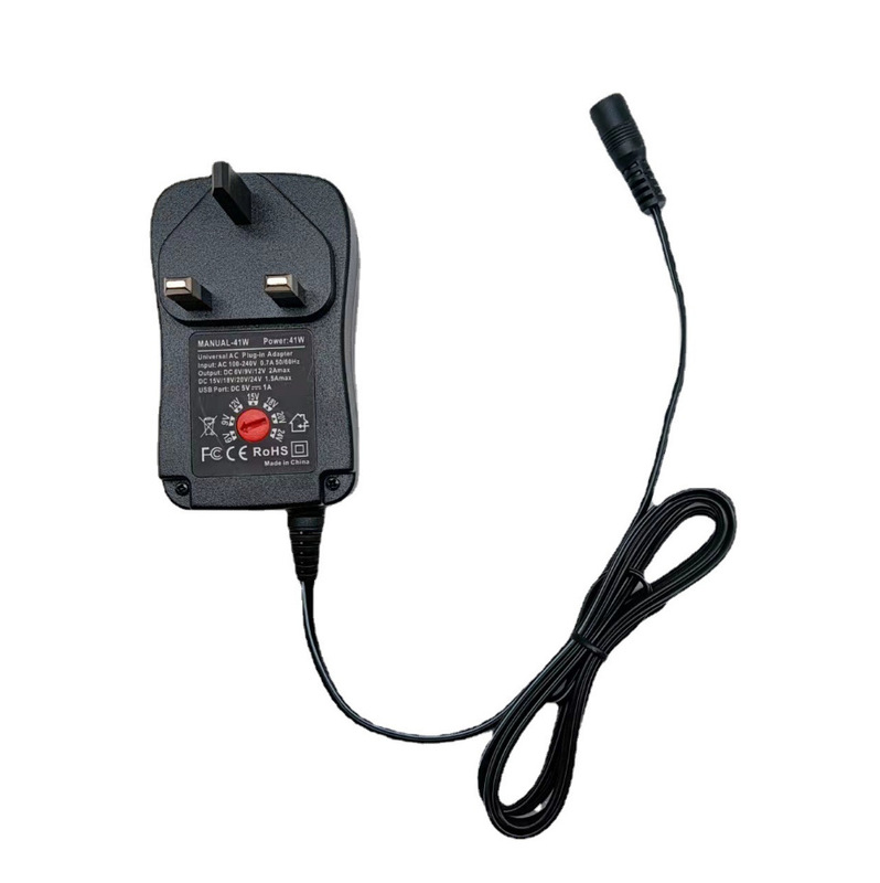 British Standard 41W power adapter 100-240V AC to DC charger suitable for 5v1a power adapter 8 heads