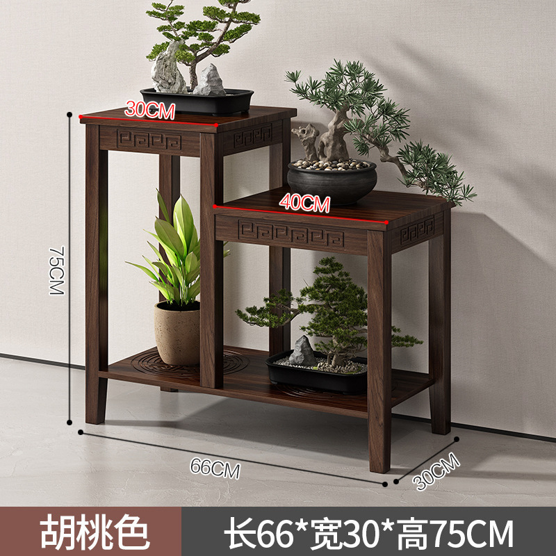 フラワースタンド収納ラックバルコニー床置き屋内リビングルーム装飾装飾品フラワーテーブル無垢材多層多肉植物植木鉢棚|undefined